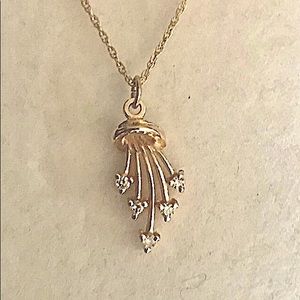 Solid 14k Gold and Diamond SHOOTING STARS Pendant with 10k gold chain